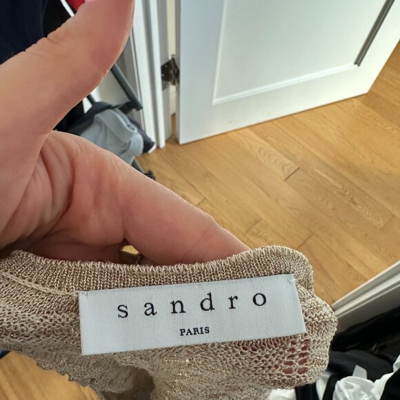 Sandro Midi Dress Knit Zigzag Weave Multicolored Sleeveless Back Slit Sz Small - Picture 3 of 12